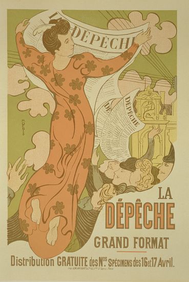Reproduction of a poster advertising 'La Depeche de Toulouse' newspaper from Maurice Denis