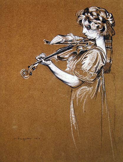 Young Girl Playing a Violin from Maurice Langaskens