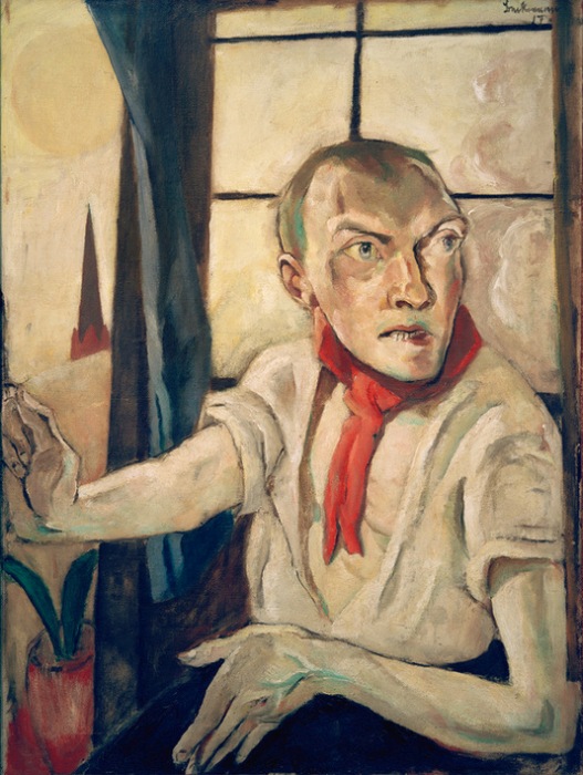 Self-portrait with red scarf from Max Beckmann