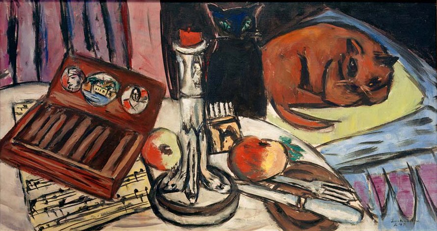 Stilleben with Silver Chandelier (Still Life with Cats) from Max Beckmann