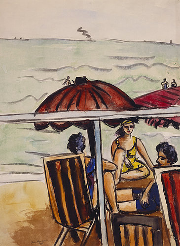Beach scene with parasol. 1936. from Max Beckmann