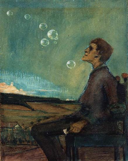 Self-portrait with soap bubbles. Around 1898.