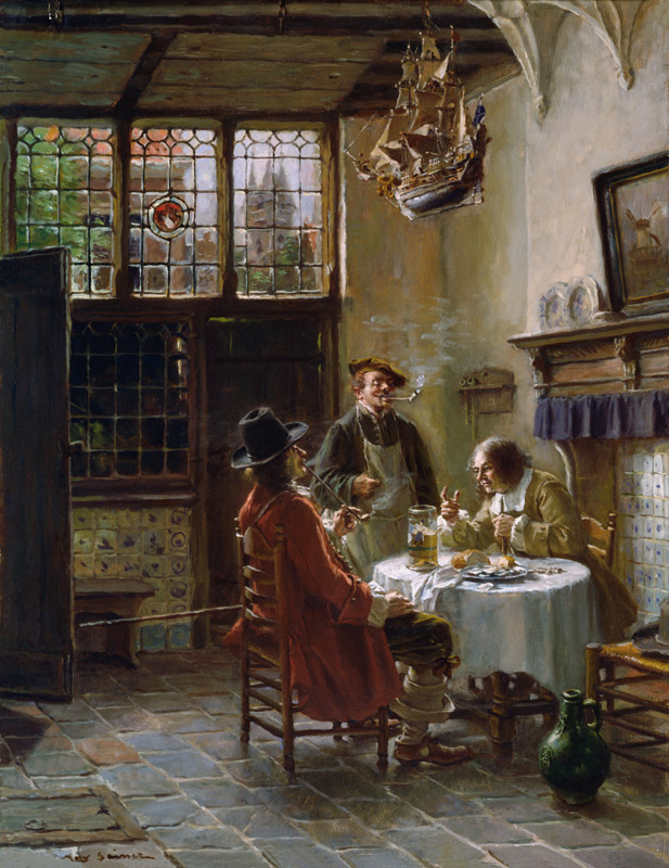 Lively conversation in old Dutch interior from Max Gaisser