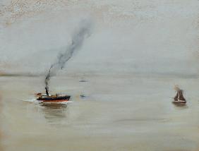 Rainy Weather on the Elbe, 1902 (pastel on paper) (see also 144743)