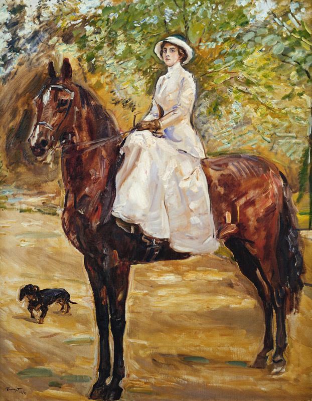 Dame im weißen Reitkleid zu Pferde from Max Slevogt