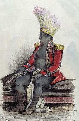King Temoana on the island of Nuka-Hiva dressed in the uniform of a French colonel, c.1841-48 ( pen, from Maximilien Radiguet