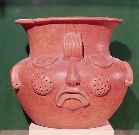 Globular vase with a face, from Kalminaljuy, Guatemala, Pre-Classic Period