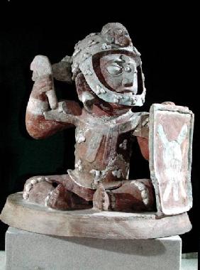 Urn lid with a figure of a warrior, from Guatemala, Classic Period