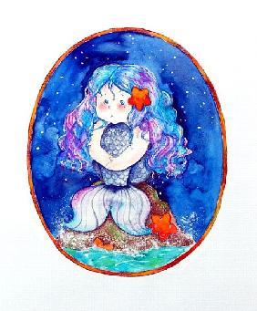 Sad Little Mermaid (mixed media) 