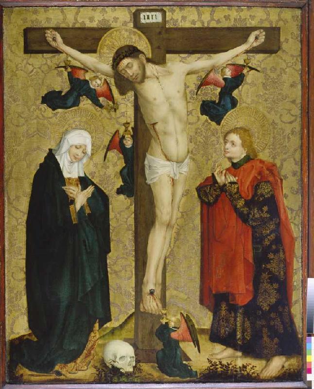 Christ at the cross with Maria and Johannes from Meister (Rheinischer)