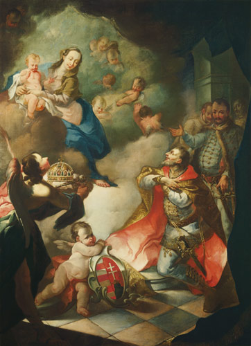 St. Stephan offers the Holy Virgin his Crown from Meister (unbekanner ungarischer)