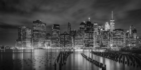 NEW YORK CITY Monochrome Night Impressions | Panoramic