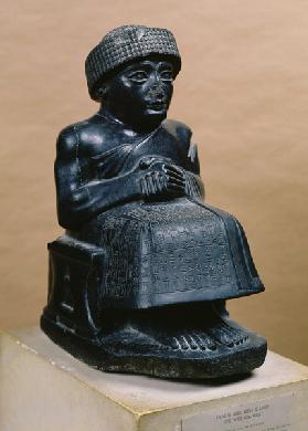 Gudea, Prince of Lagash, statue dedicated to Ningizzada, Neo-Sumerian, from Telloh, ancient Girsu