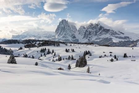 Winter auf der Seiser Alm in Südtirol