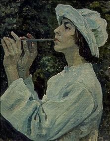 Woman with flute from Michail Wassiljew. Nesterow