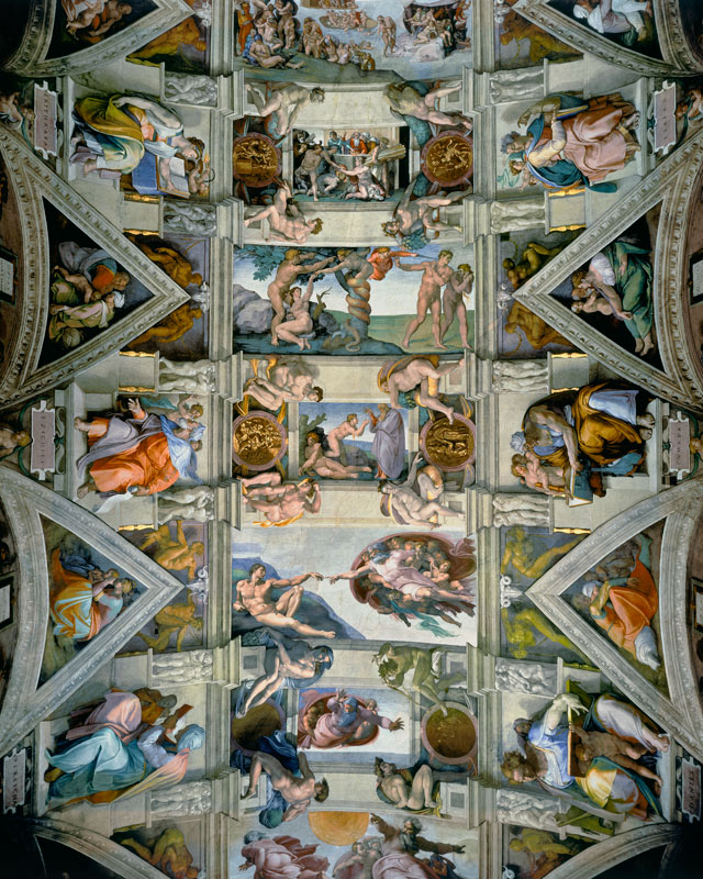 Sistine Chapel ceiling and lunettes from Michelangelo Buonarroti