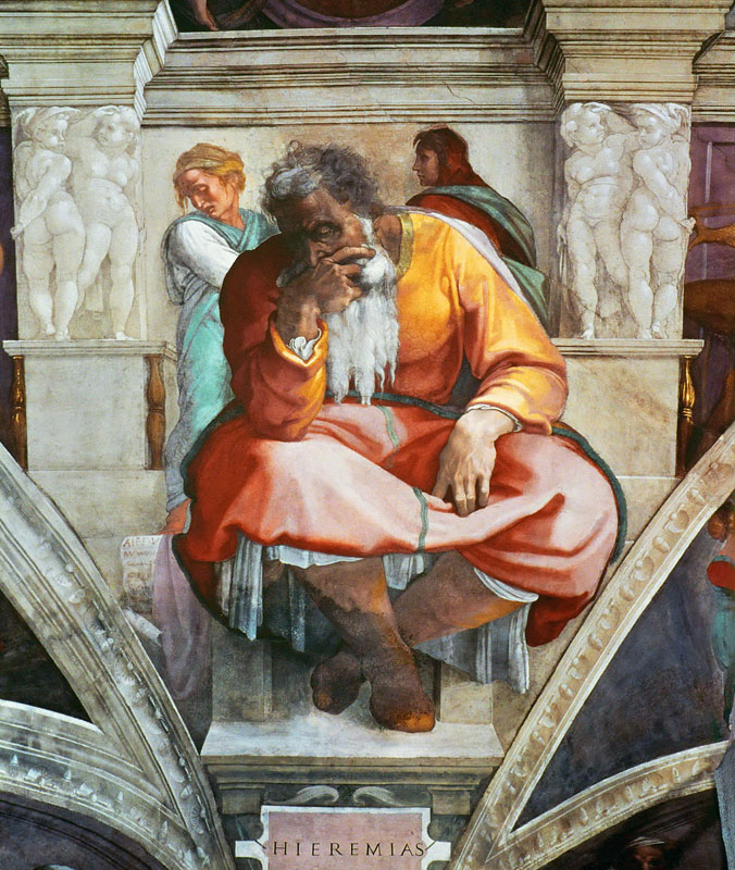 Prophets and Sibyls: Jeremiah (Sistine Chapel ceiling in the Vatican) from Michelangelo Buonarroti