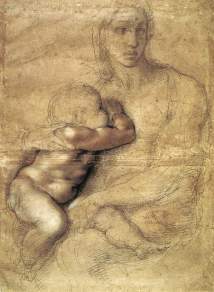 Madonna and child, c.1525 (pencil & red chalk on paper) from Michelangelo Buonarroti
