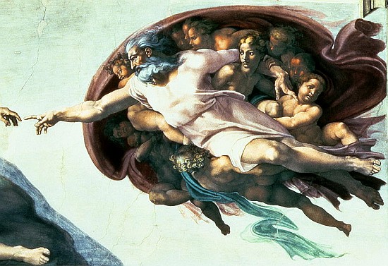 Sistine Chapel Ceiling: Creation of Adam, 1510 (detail of 77430) from Michelangelo Buonarroti