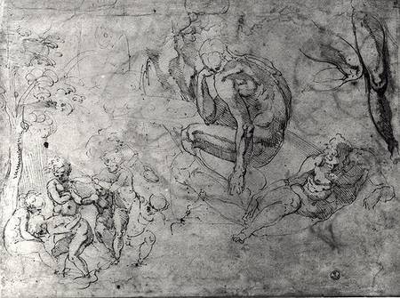 Studies for figues (pen & ink on paper) from Michelangelo Buonarroti