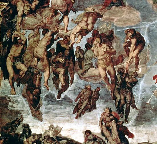 The Righteous Drawn up to Heaven, detail from ''The Last Judgement'', in the Sistine Chapel, c.1508- from Michelangelo Buonarroti