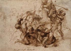 Fight study for the 'Cascina Battle', 1504 (pen & ink on paper)