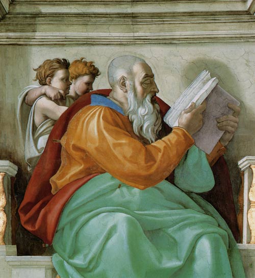Zacharias part a Sistine chapel, detail from Michelangelo Buonarroti