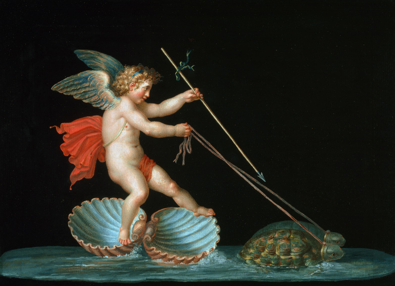 Cupid being led by Tortoises from Michelangelo Maestri