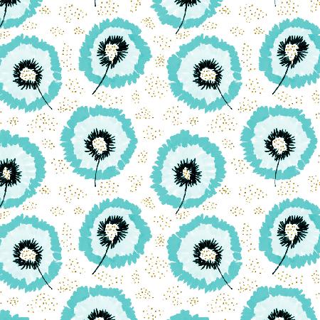 Turquoise Flower Fringes Polka Dot
