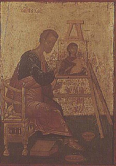 St. Luke Painting the Virgin, Greek Icon from Michele Damaskinos