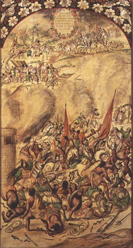 Conquest of Mexico: the Spaniards retreating, 1st July 1520 from Miguel and Juan Gonzalez
