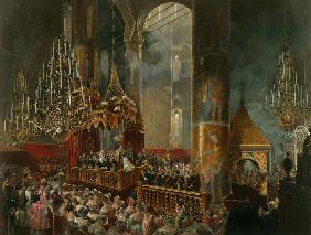 Coronation of Alexander II in the Dormition Cathedral of the Moscow Kremlin on 26 August 1856