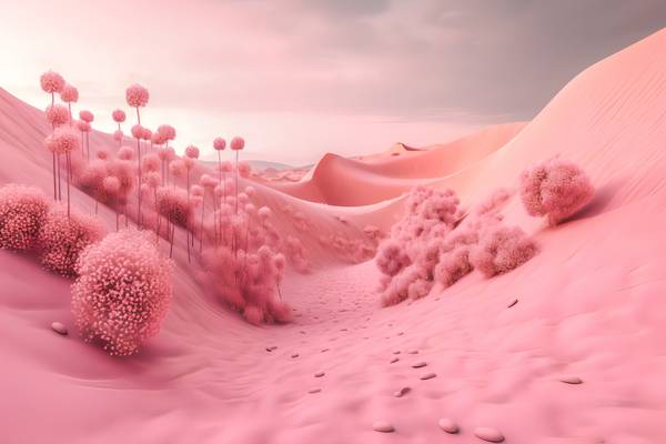 Rosa Landschaft, futuristische Landschaft mit rosa Pflanzen, Fantasielandschaft, Rosa Landschaft mit from Miro May