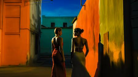 Zwei Frauen in der Altstadt von Havana, Cuba.