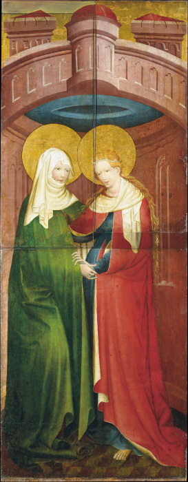 The Visitation (exterior wing of the altarpiece allegedly from Saint Peters, Frankfurt) from Mittelrheinischer Meister um 1420
