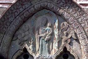 Madonna and Child, window detail of the church