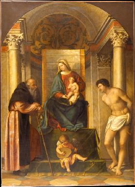 Virgin and Child Enthroned with Saints Anthony Abbot and Sebastian
