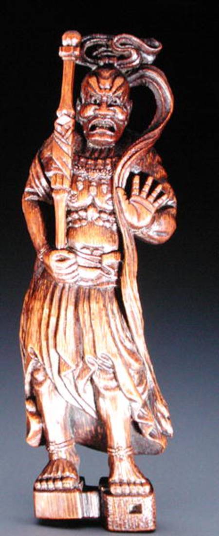 Netsuke depicting a temple guardian sculpture from Morikawa Toen