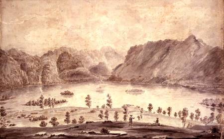 Panoramic View of Derwentwater and the Vale of Keswick, detail of the western side of Derwent Water from Moses Griffith