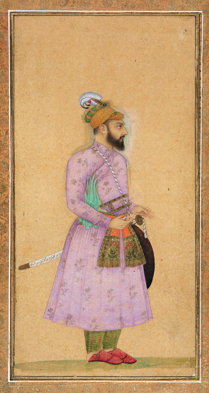 Standing figure of a Mughal prince, from the Small Clive Album from Mughal School