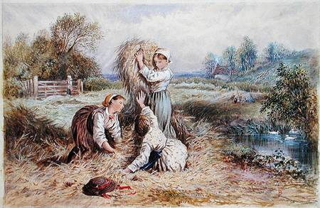Children playing in a meadow from Myles Birket Foster