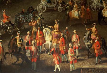 A Cavalcade in the Winter Riding School of the Vienna Hof to celebrate the defeat of the French army from Mytens School