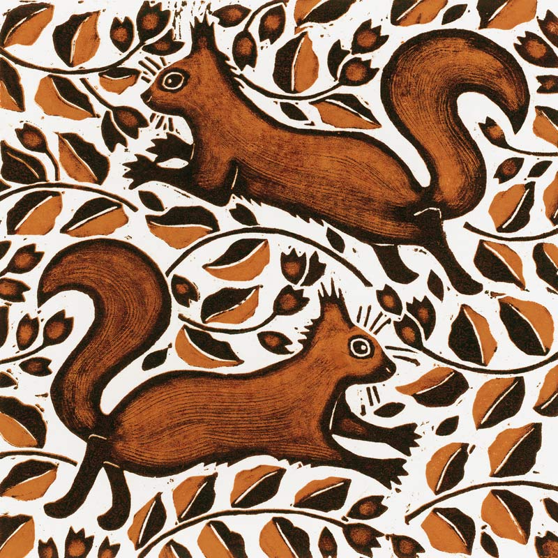Beechnut Squirrels, 2002 (woodcut)  from Nat  Morley