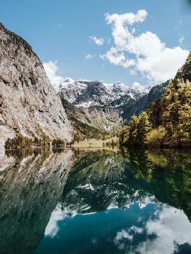 Obersee beim Königssee, Spiegelung, Berchtesgaden Nationalpark