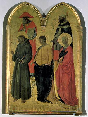 St. Francis, St. Jerome, St. Philip, St. Catherine and a bishop saint, c.1444 (tempera on panel) from Neri di Bicci