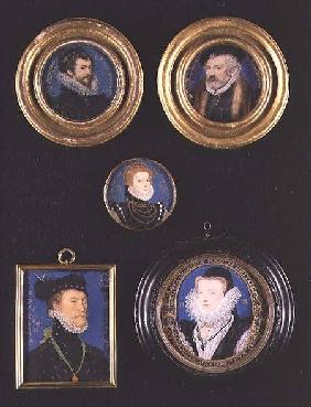 Miniatures of Hilliard's Father and Mother, self portrait and unknown portraits of man and woman