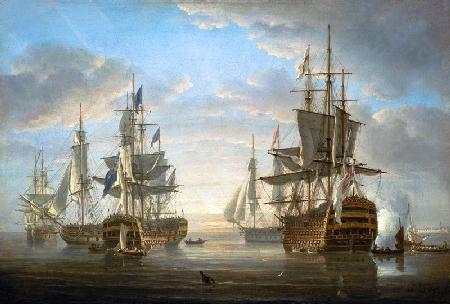 The fleet of warships in which Horatio Nelson (1758-1805) was a captain during the Revolutionary and