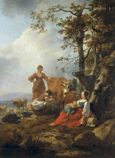 N.Berchem /Landscape w.Herdswomen/ Paint from Nicolaes Berchem