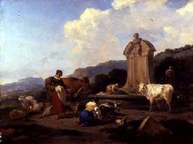 Roman Fountain with Cattle and Figures (Le Midi)