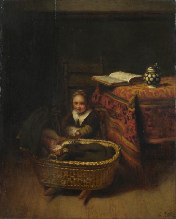 A Little Girl rocking a Cradle from Nicolaes Maes